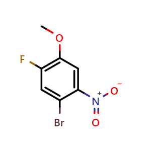Chemical structure of 1-Bromo-5-fluoro-4-methoxy-2-nitrobenzene , CAS 661463-13-4, AChemBlock S86361