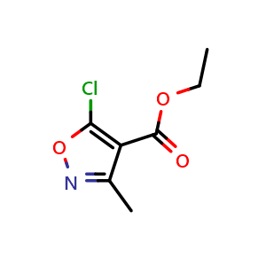 Chemical structure of Ethyl 5-chloro-3-methyl-isoxazole-4-carboxylate , CAS 3356-94-3, AChemBlock S86388