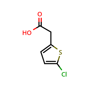Chemical structure of 2-(5-chlorothiophen-2-yl)acetic acid , CAS 13669-19-7, AChemBlock S86430