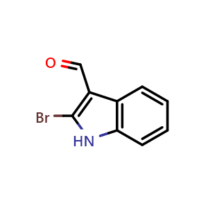 Chemical structure of 2-bromo-1H-indole-3-carbaldehyde , CAS 119910-45-1, AChemBlock S86443