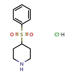 Chemical structure of 4-Benzenesulfonylpiperidine Hydrochloride , CAS 1172500-91-2, AChemBlock S86448