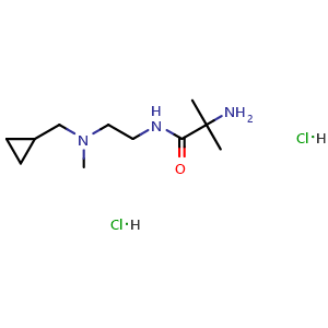 Chemical structure of 2-amino-N-(2-((cyclopropylmethyl)(methyl)amino)ethyl)-2-methylpropanamide dihydrochloride , CAS 2375195-69-8, AChemBlock S86470