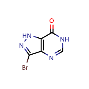 Chemical structure of 3-bromo-1,6-dihydro-7H-pyrazolo[4,3-d]pyrimidin-7-one , CAS 20419-67-4, AChemBlock S86486