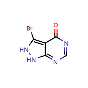 Chemical structure of 3-bromo-1,2-dihydro-4H-pyrazolo[3,4-d]pyrimidin-4-one , CAS 54738-73-7, AChemBlock S86505