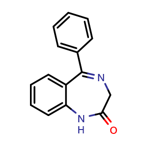 Chemical structure of 1,3-Dihydro-5-phenyl-1,4-benzodiazepin-2-one , CAS 2898-08-0, AChemBlock S86512