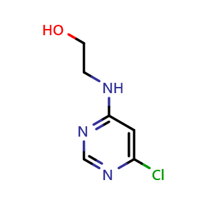 Chemical structure of 2-((6-chloropyrimidin-4-yl)amino)ethanol , CAS 22177-94-2, AChemBlock S86514