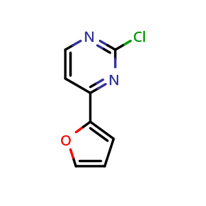 Chemical structure of 2-Chloro-4-(furan-2-yl)pyrimidine , CAS 124959-28-0, AChemBlock S86524