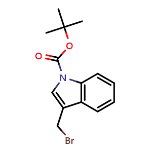 Chemical structure of tert-butyl 3-(bromomethyl)-1H-indole-1-carboxylate , CAS 96551-21-2, AChemBlock S86528