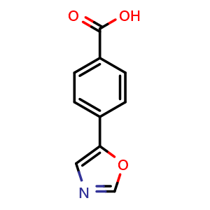 Chemical structure of 4-(oxazol-5-yl)benzoic acid , CAS 250161-45-6, AChemBlock S86532