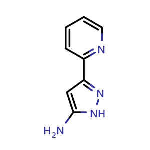 Chemical structure of 3-(pyridin-2-yl)-1H-pyrazol-5-amine , CAS 92352-29-9, AChemBlock S86537