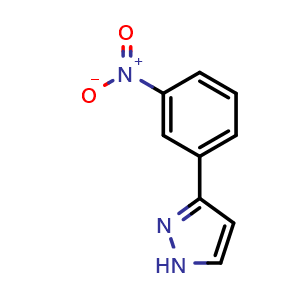 Chemical structure of 3-(3-nitrophenyl)-1H-pyrazole , CAS 59843-77-5, AChemBlock S86556