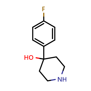 Chemical structure of 4-(4-fluorophenyl)piperidin-4-ol , CAS 3888-65-1, AChemBlock S86557