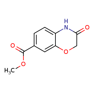 Chemical structure of methyl 3-oxo-3,4-dihydro-2H-benzo[b][1,4]oxazine-7-carboxylate , CAS 142166-00-5, AChemBlock S86572