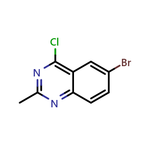 Chemical structure of 6-bromo-4-chloro-2-methylquinazoline , CAS 351426-04-5, AChemBlock S86574