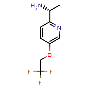 Chemical structure of (1R)-1-[5-(2,2,2-trifluoroethoxy)-2-pyridyl]ethanamine , CAS 953780-33-1, AChemBlock S86587