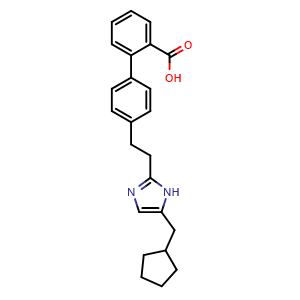 Chemical structure of 4'-(2-(5-(cyclopentylmethyl)-1H-imidazol-2-yl)ethyl)-[1,1'-biphenyl]-2-carboxylic acid , CAS 1021936-34-4, AChemBlock S86613