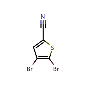 Chemical structure of 4,5-Dibromo-thiophene-2-carbonitrile , CAS 54521-49-2, AChemBlock S86617