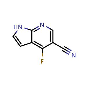 Chemical structure of 4-fluoro-1H-pyrrolo[2,3-b]pyridine-5-carbonitrile , CAS 1260381-44-9, AChemBlock S86644