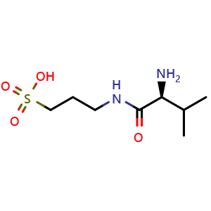 Chemical structure of (s)-3-(2-amino-3-methylbutanamido)propane-1-sulfonic acid , CAS 1034190-08-3, AChemBlock S86645