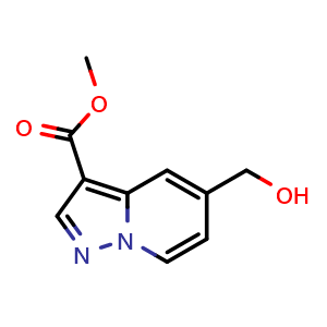 Chemical structure of methyl 5-hydroxymethylpyrazolo[1,5-a]pyridine-3-carboxylate , CAS 474432-56-9, AChemBlock S86651