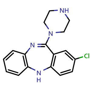 Chemical structure of N-Desmethylclozapine , CAS 6104-71-8, AChemBlock S86686