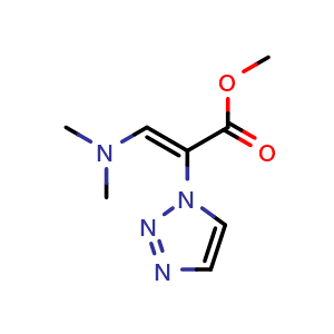 Chemical structure of 3-(Dimethylamino)-2-(1H-1,2,3-triazol-1-yl)acrylic acid methyl ester , CAS 1021869-28-2, AChemBlock S86703