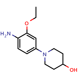 Chemical structure of 1-(4-Amino-3-ethoxyphenyl)piperidin-4-ol , CAS 1130146-98-3, AChemBlock S86706