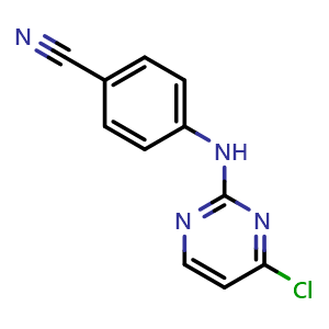 Chemical structure of 4-((4-chloropyrimidin-2-yl)amino)benzonitrile , CAS 244768-32-9, AChemBlock S86713