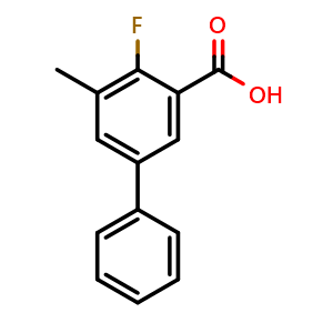 Chemical structure of 4-Fluoro-5-methyl-biphenyl-3-carboxylic acid , CAS 2055398-37-1, AChemBlock S86723
