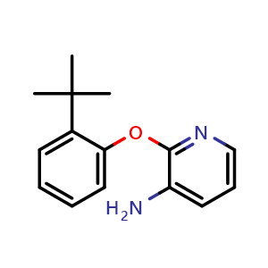 Chemical structure of 2-[2-(1,1-Dimethylethyl)phenoxy]-3-Pyridinamine , CAS 861673-68-9, AChemBlock S86730