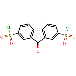 Chemical structure of Fluoren-9-one-2,7-disulfonyl chloride , CAS 13354-21-7, AChemBlock S86741