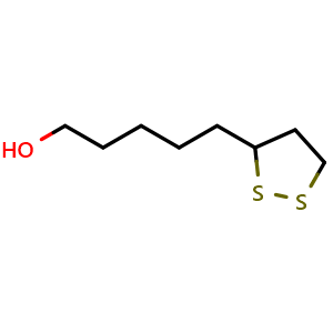 Chemical structure of 5-(1,2-dithiolan-3-yl)pentanol , CAS 539-55-9, AChemBlock S86755