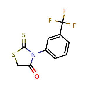 Chemical structure of 2-Thioxo-3-[3-(trifluoromethyl)phenyl]-4-thiazolidinon , CAS 315-08-2, AChemBlock S86756
