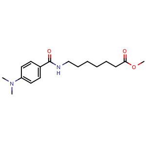 Chemical structure of Methyl 7-(4-dimethylaminobenzoyl)aminoheptanoate , CAS 251456-83-4, AChemBlock S86830