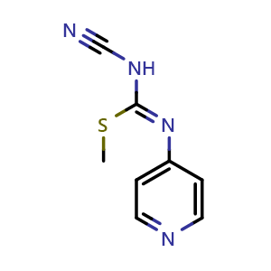Chemical structure of S-Methyl-N-cyano-N'-4-pyridylisothiourea , CAS 200483-99-4, AChemBlock S86834