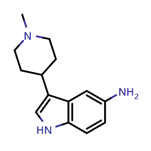 Chemical structure of 5-amino-3-(1-methylpiperidin-4-yl)-1H-indole , CAS 182564-38-1, AChemBlock S86840
