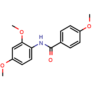 Chemical structure of 4-Methoxy-N-(2,4-dimethoxyphenyl)benzamide , CAS 156086-10-1, AChemBlock S86844