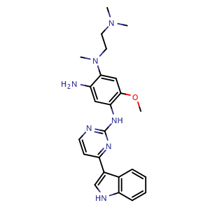 Chemical structure of N1-(2-dimethylaminoethyl)-N4-[4-(1H-indol-3-yl)pyrimidin-2-yl]-5-methoxy-N1-methylbenzene-1,2, 4-triamine , CAS 1421373-31-0, AChemBlock S86850