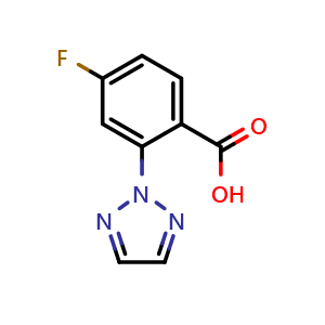Chemical structure of 4-fluoro-2-(2H-1,2,3-triazol-2-yl)benzoic acid , CAS 1293284-50-0, AChemBlock S86855