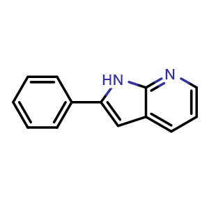 Chemical structure of 2-phenyl-1H-pyrrolo[2,3-b]pyridine , CAS 10586-52-4, AChemBlock S86864