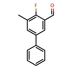Chemical structure of 4-Fluoro-5-methyl-biphenyl-3-carbaldehyde , CAS 2375193-70-5, AChemBlock S86867
