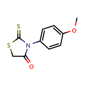 Chemical structure of 3-(4-Methoxyphenyl)-2-thioxo-1,3-thiazolidin-4-one , CAS 5350-09-4, AChemBlock S86868