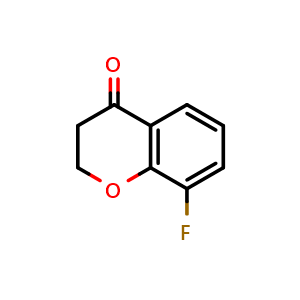 Chemical structure of 8-fluorochroman-4-one , CAS 111141-00-5, AChemBlock S86875