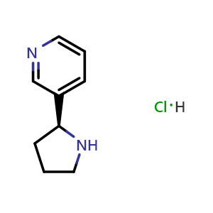 Chemical structure of (S)-3-(pyrrolidin-2-yl)pyridine hydrochloride , CAS 101832-65-9, AChemBlock S86893