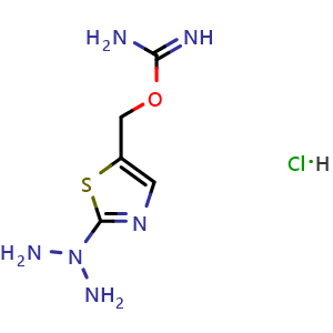 Chemical structure of (2-(triazan-2-yl)thiazol-5-yl)methyl carbamimidate hydrochloride , CAS 2061979-38-0, AChemBlock S86903