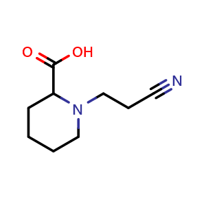 Chemical structure of 1-(2-cyanoethyl)piperidine-2-carboxylic acid , CAS 36901-90-3, AChemBlock S86923