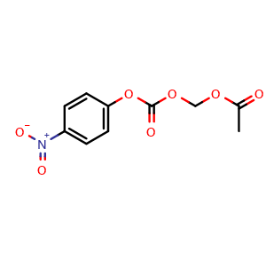 Chemical structure of (((4-nitrophenoxy)carbonyl)oxy)methyl acetate , CAS 101623-70-5, AChemBlock S86925
