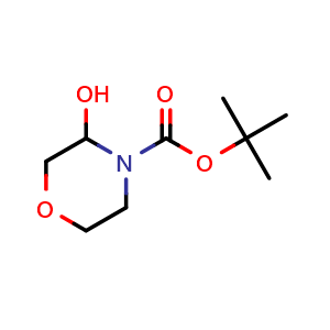 Chemical structure of tert-butyl 3-hydroxymorpholine-4-carboxylate , CAS 1097871-14-1, AChemBlock S86928