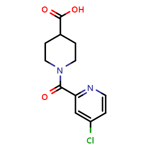 Chemical structure of 1-(4-chloropicolinoyl)piperidine-4-carboxylic acid , CAS 1153769-18-6, AChemBlock S86930