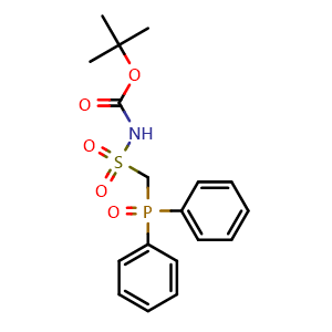 Chemical structure of tert-butyl (((diphenylphosphoryl)methyl)sulfonyl)carbamate , CAS 410529-86-1, AChemBlock S86982